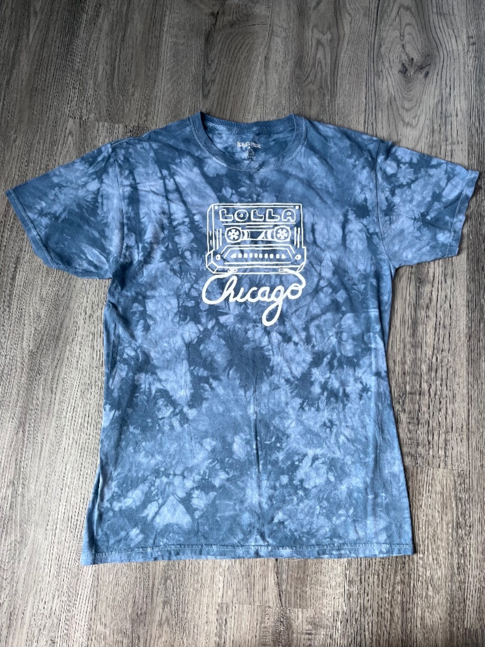2018 Lollapalooza Size Medium Blue Tie Dye Short Sleeve Crew Neck T-Shirt